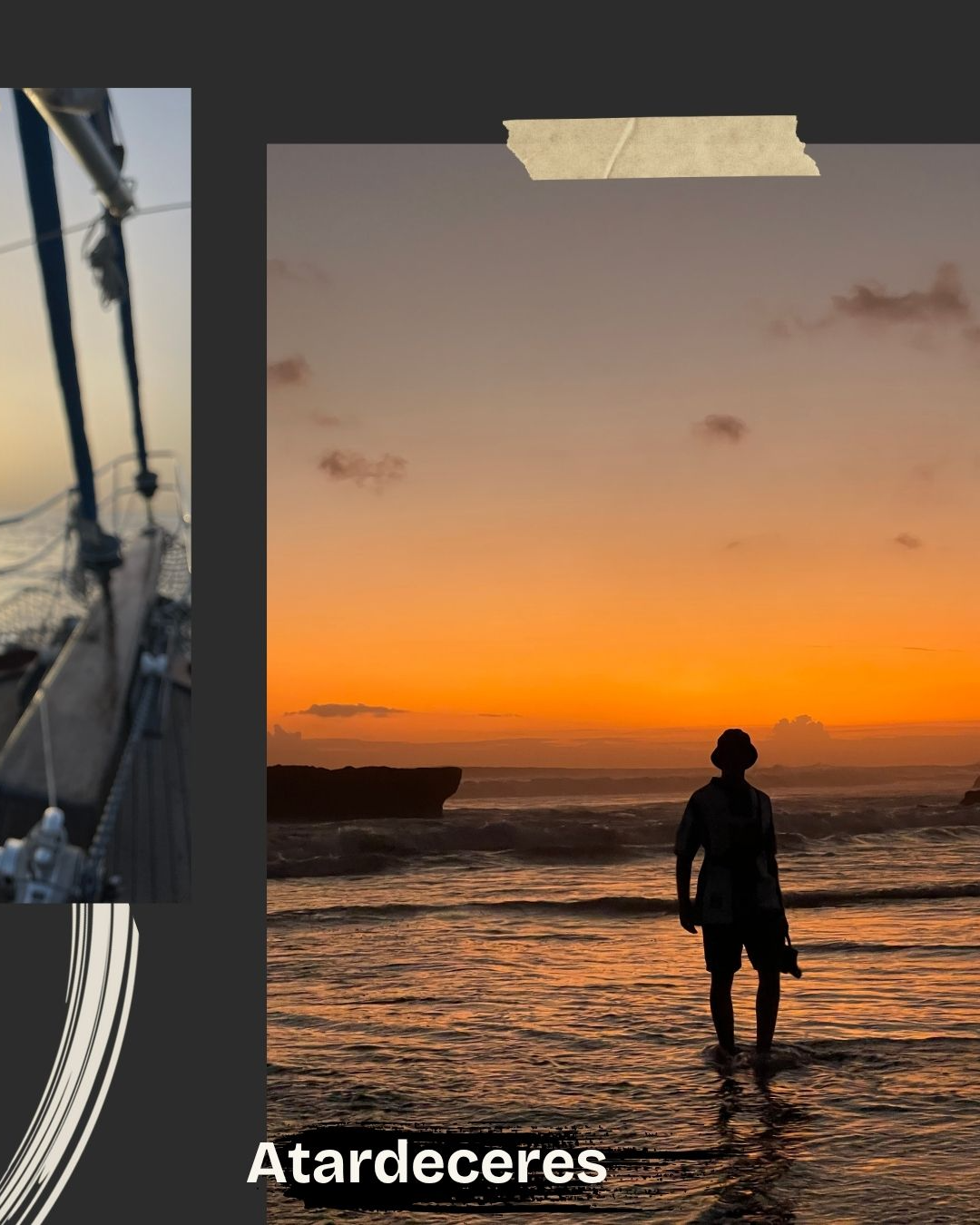 Atardecer dorado en Bali - Silueta de Daniel contemplando el sol, con cielo en tonos rojos y naranjas